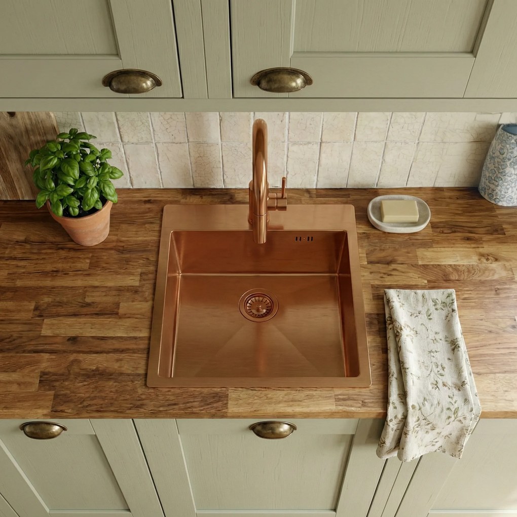 Стоманена мивка Leo 40 BRUSH COPPER