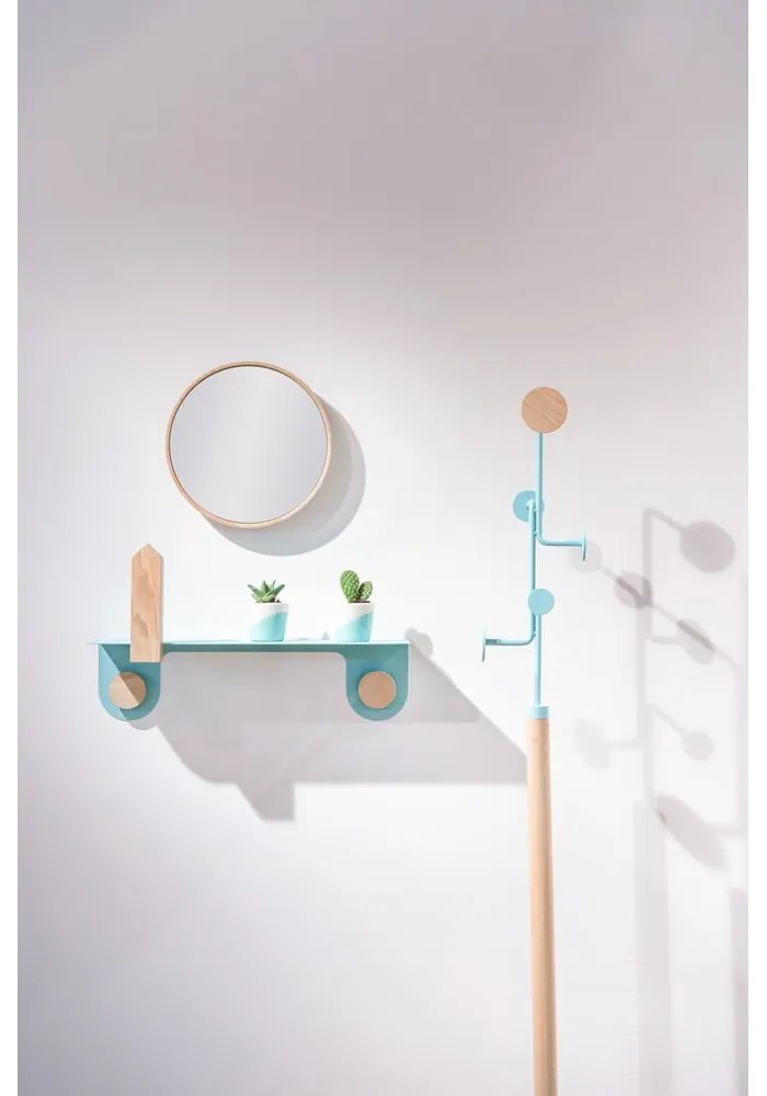 Стенен рафт от черна стомана с детайли от дъбово дърво с 2 куки , дължина 50 см Hook - Gazzda