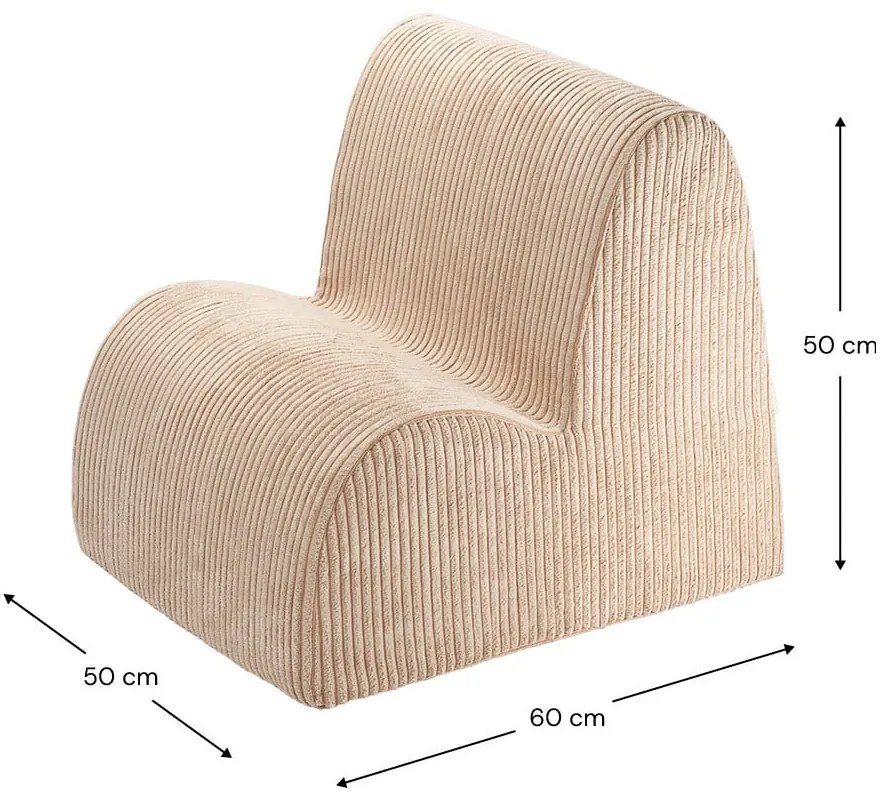 Светлокафяв детски стол от рипсено кадифе Cloud – Wigiwama