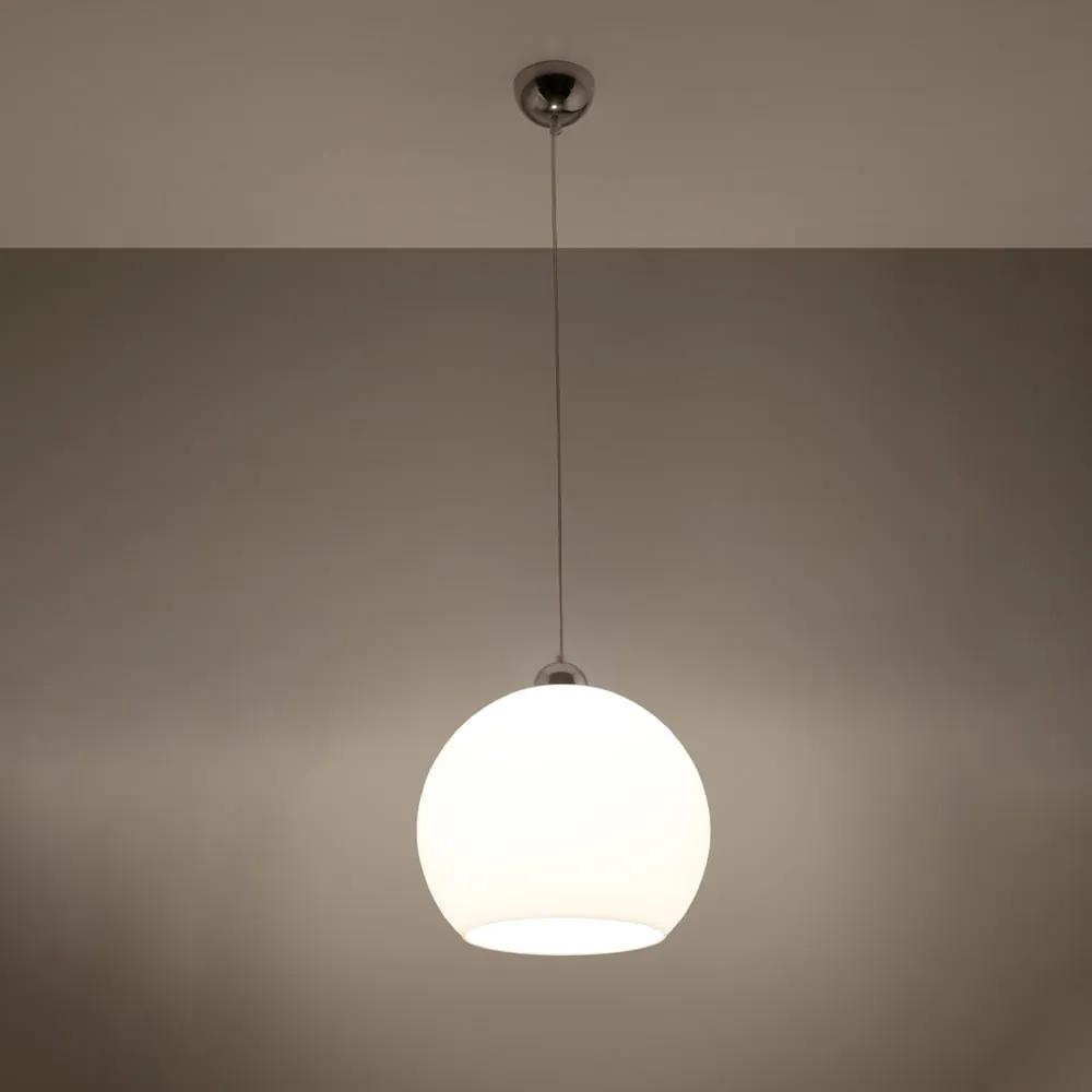 Бяла висяща лампа със стъклен абажур ø 30 cm Bilbao - Nice Lamps