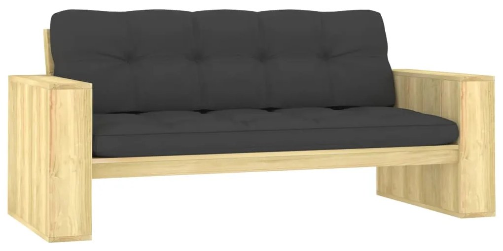 3065756 vidaXL Градинска пейка с възглавници антрацит, 179 см, импрегниран бор