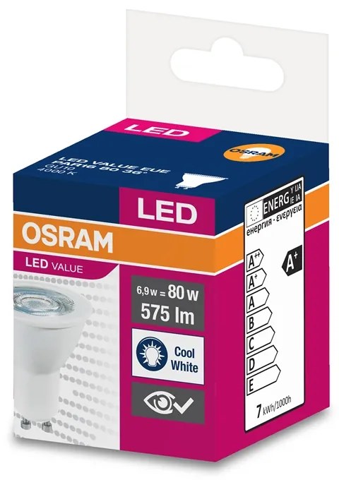 Osram Kрушка LED, GU10, 6.9W, 230V, 575 lm, 4000K