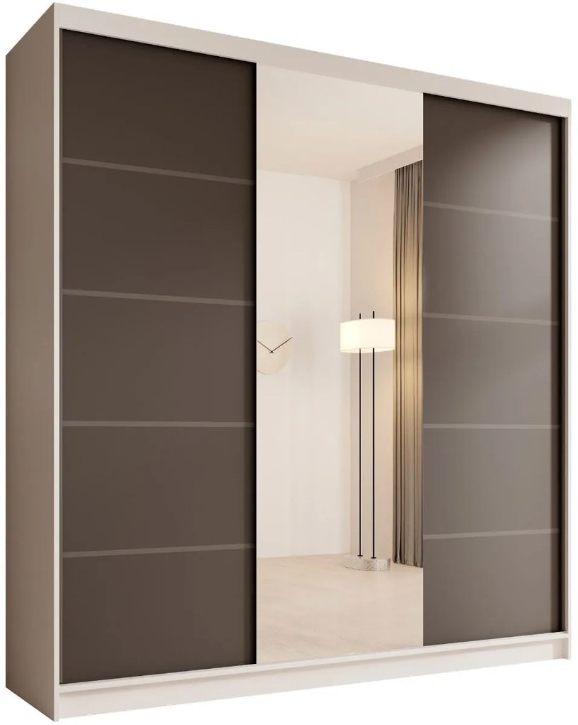 Гардероб Barry 200 плъзгащ-Бяло-Черно