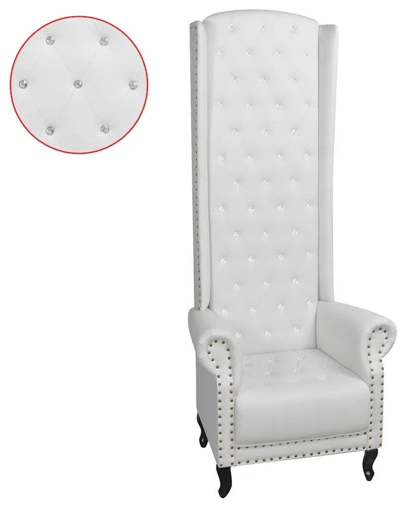 243591 vidaXL Стол с висока облегалка, бял, изкуствена кожа