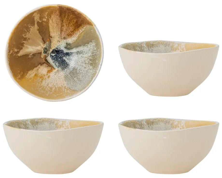 Кремави глинени купички в комплект от 4 бр. 525 ml Lacey – Bloomingville