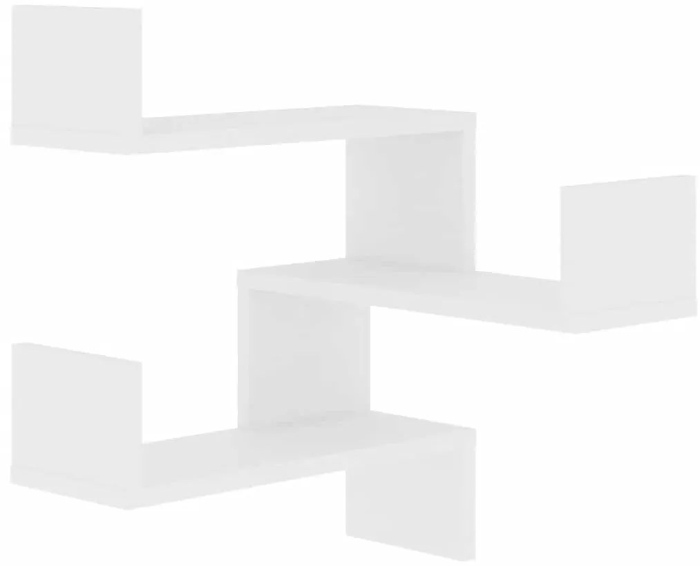 807224 vidaXL Стенни ъглови рафтове, 2 бр, бели, 40x40x50 см, инженерно дърво