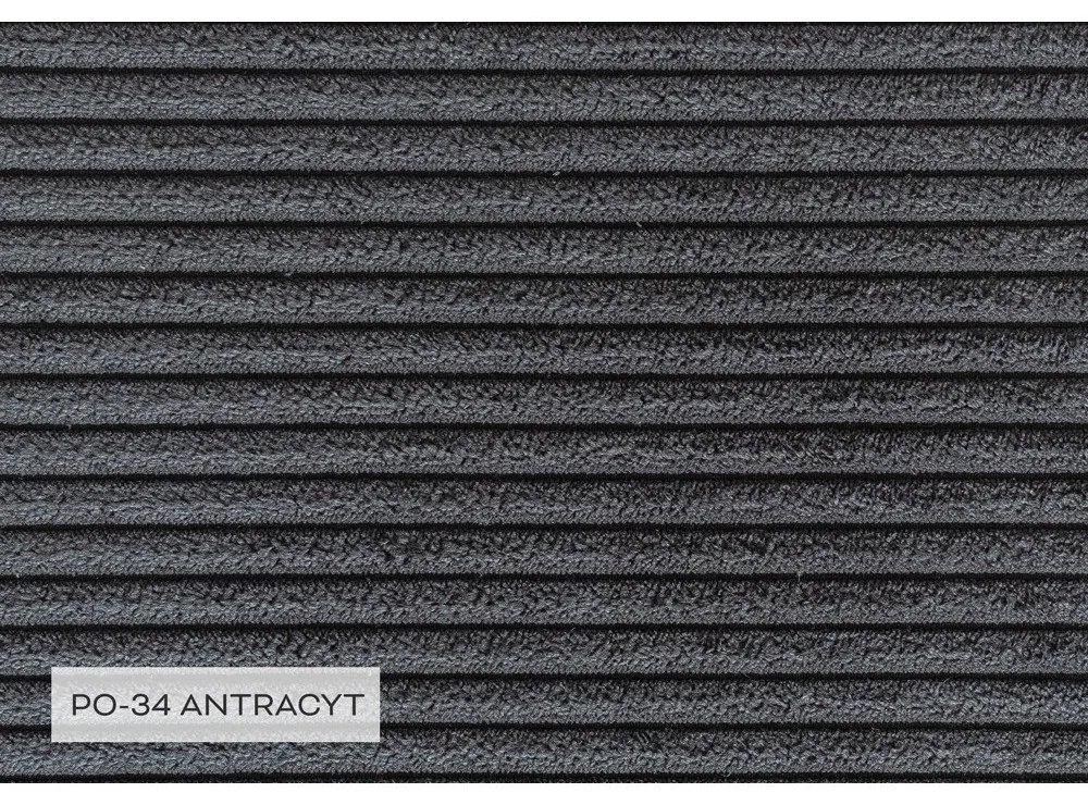 Антрацитен разтегателен ъглов диван от рипсено кадифе (ляв ъгъл) Brave Dave – Miuform