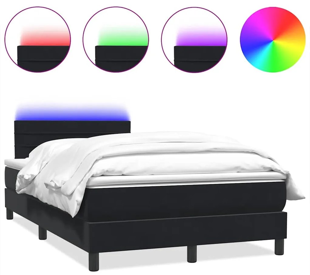 3316973 vidaXL Боксспринг легло с матрак и LED, черно, 120x210 см, кадифе