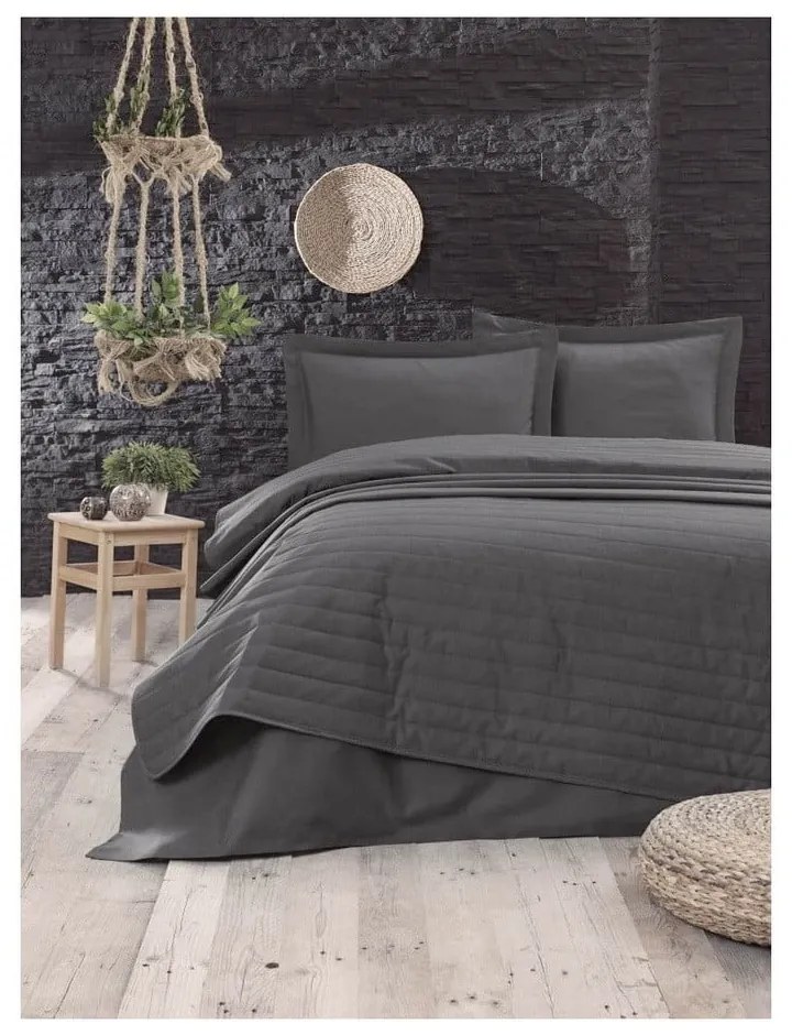 Антрацитна олекотена ватирана покривка за легло , 220 x 240 cm Monart - Mijolnir