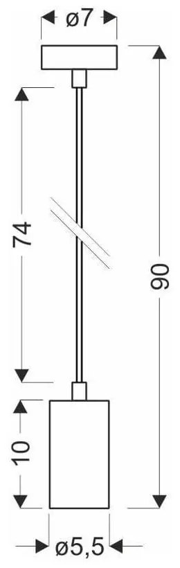 Черна висяща лампа с метален абажур ø 7 cm Tubo - Candellux Lighting