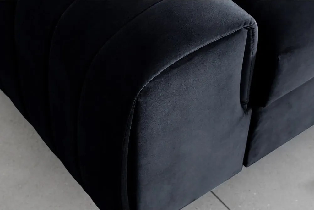 Антрацитен кадифен разтегателен диван 261 cm Laurence – ELTAP