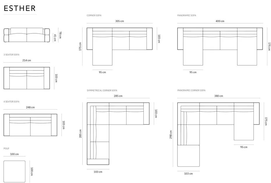Зелен ъгъл U-образен диван, ляв ъгъл Esther – Milo Casa