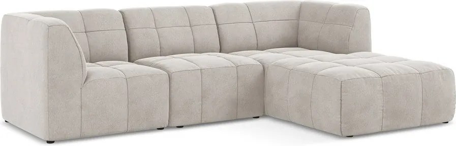 Бежов кадифен ъглов диван (десен ъгъл) Aloha – Makamii