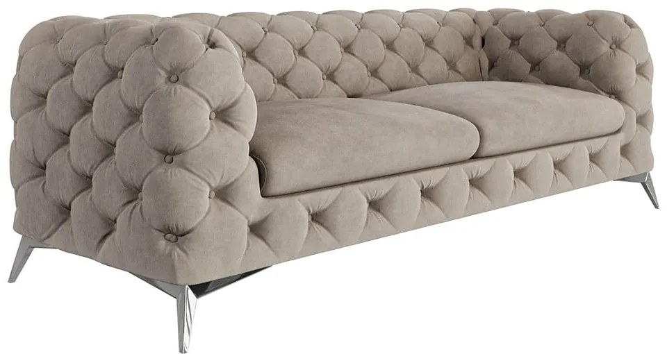 Сиво-бежов кадифен диван 225 cm Chelsea – Ropez