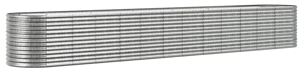 Градинска кашпа прахово боядисана стомана 512x80x68см сребриста