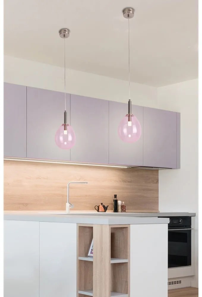 Лилаво LED висящо осветително тяло със стъклен абажур Lukka – Candellux Lighting