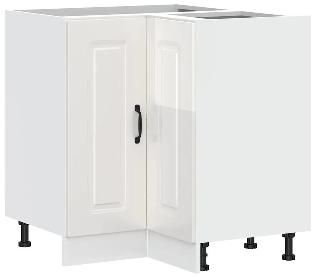 853509 vidaXL Кухненски ъглов шкаф, "Kalmar", бял гланц, инженерно дърво