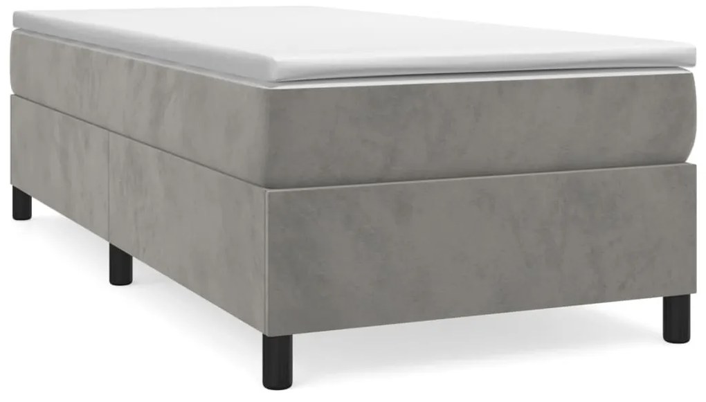 3121090 vidaXL Рамка за легло с пружини, светлосива, 90x190 см, кадифе