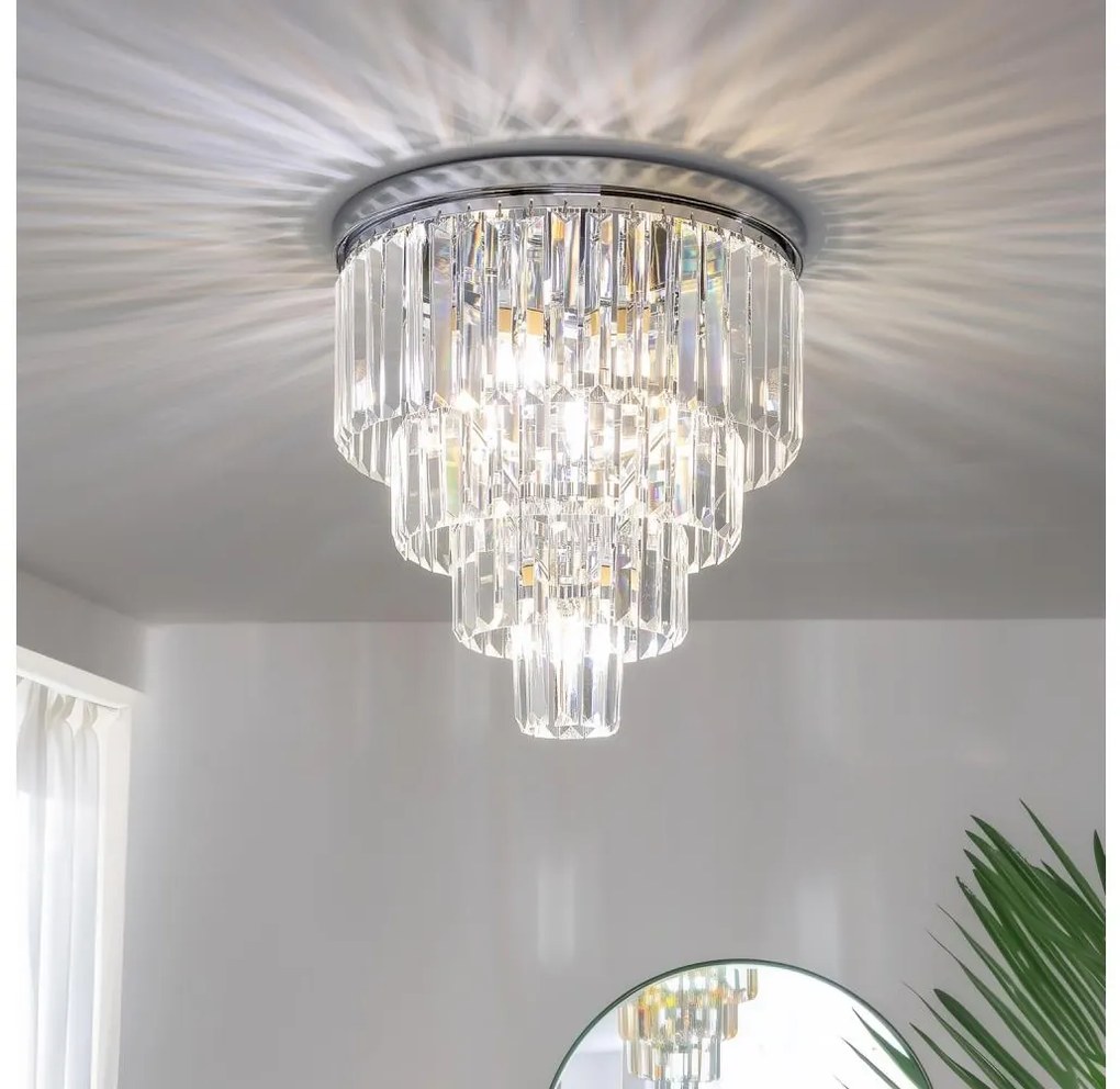 Brilagi - LED кристален таванен полилей MOZART 5xE14/40W/230V, лъскав хром