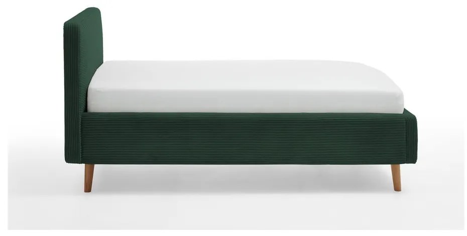 Тъмнозелено единично легло 120x200 cm тапицирано без ламелно дъно Mattis – Meise Möbel