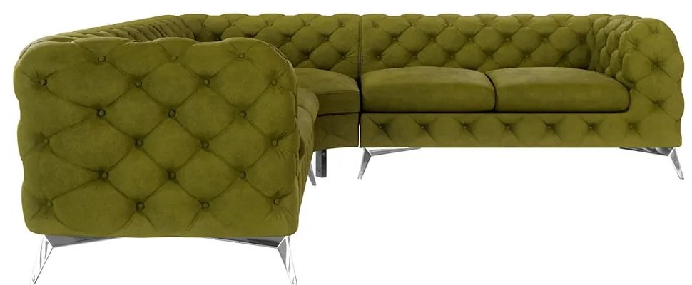 Зелен кадифен ъглов диван Chelsea – Ropez