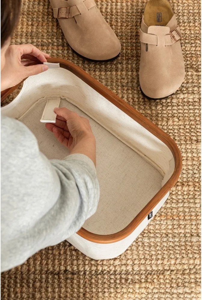 Кремава текстилна кутия за съхранение 38x26x16 cm Bamboo/Linen – Bigso