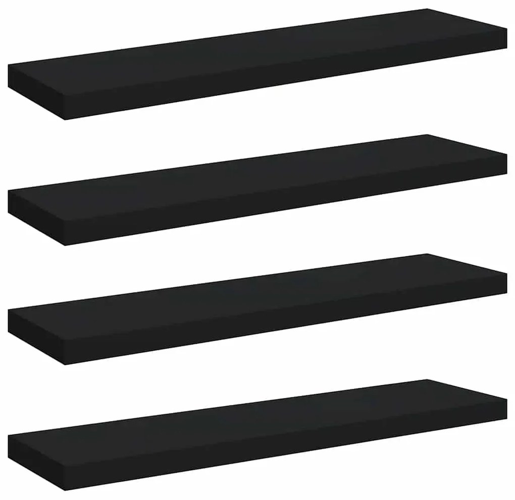 323840 vidaXL Окачени стенни рафтове, 4 бр, черни, 90x23,5x3,8 см, МДФ