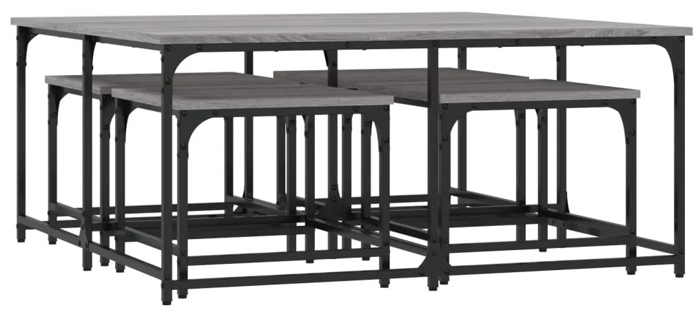 835337 vidaXL Стифиращи кафе маси, 5 бр, сив сонома, инженерно дърво