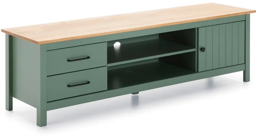 Зелена/естествена маса за телевизор от масивен бор 158x47 cm Miranda – Marckeric