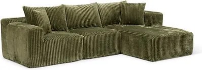 Компресиран ъглов диван atmosphera Solka, 254 cm,Кордурой - Слонова Кост