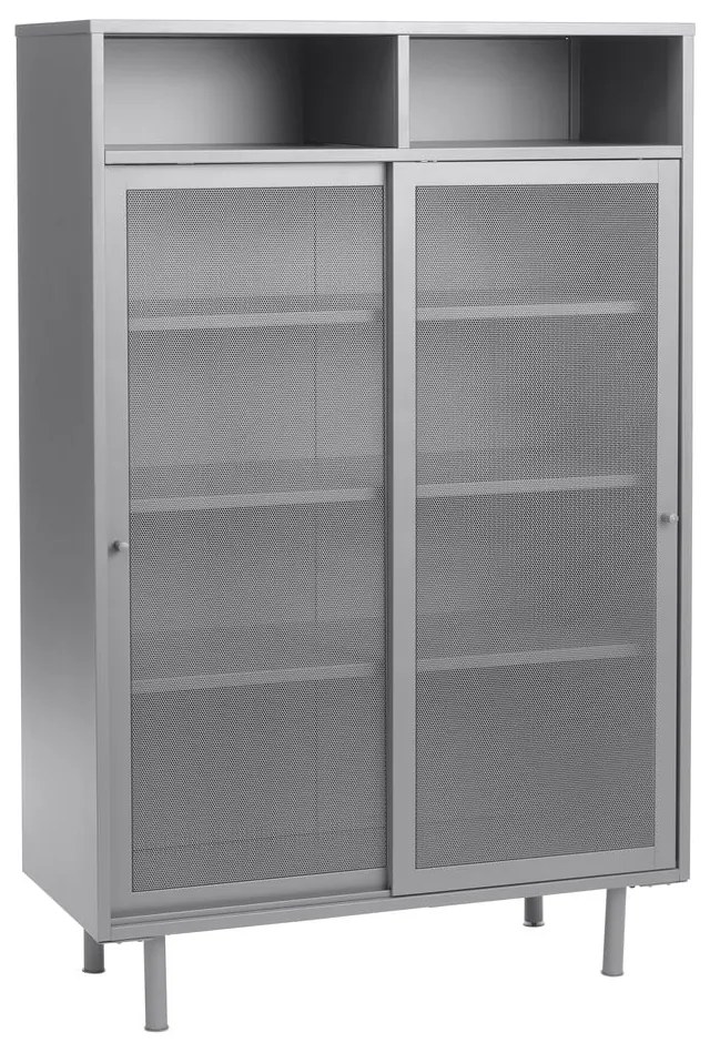 Сиво метално шкафче с плъзгащи се врати 90x140x40 cm Veep – Unique Furniture