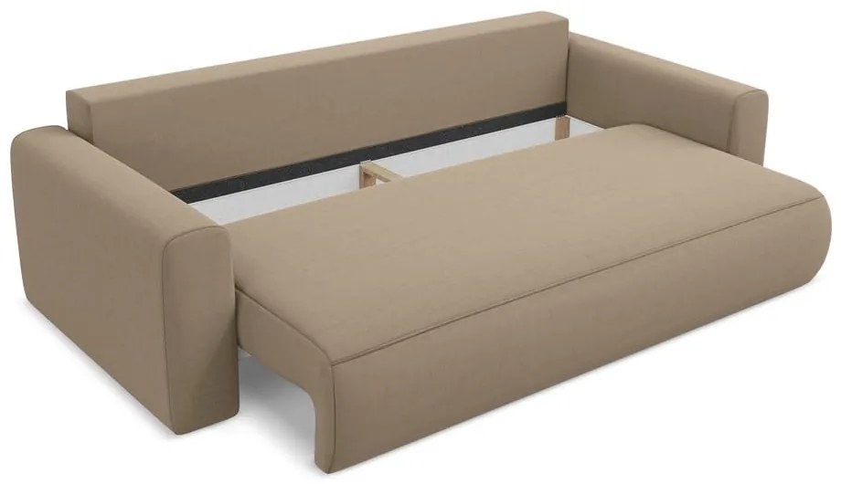 Светлокафяв кадифен разтегателен диван с място за съхранение 238 cm Kapua – Makamii