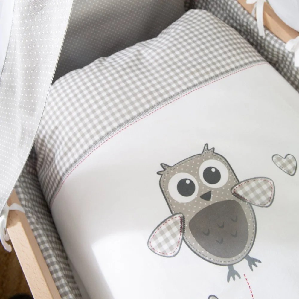 Люлка 40x90 cm от масивен бук на колелца/с балдахин в естествен цвят Adam and Owl – Roba