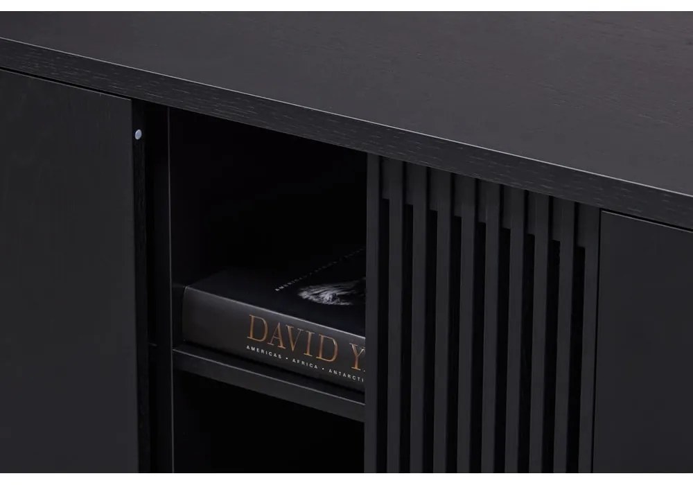 Нисък скрин от дъб в черен цвят 188x75 cm Ende - Woodman