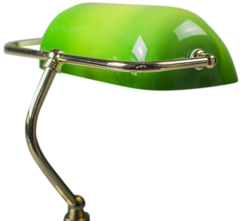 Интелигентна настолна лампа месинг със зелено стъкло с WiFi P45 - Banker
