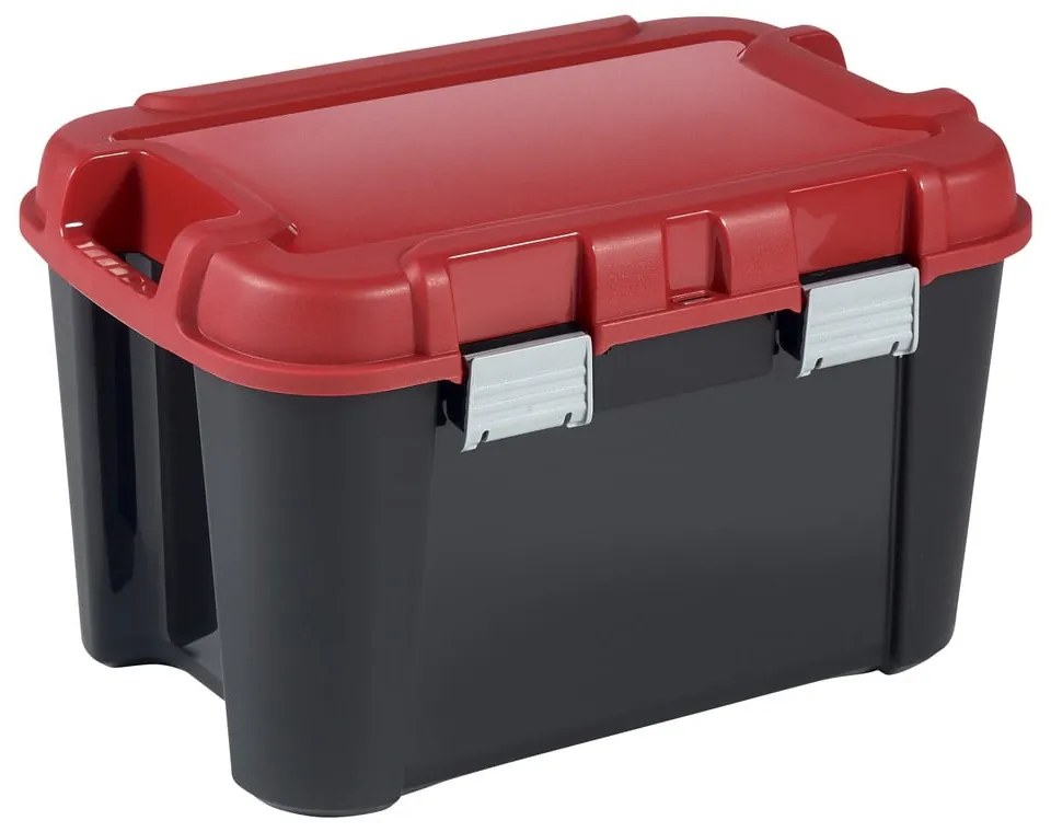 Червено-черна пластмасова кутия за съхранение с капак 59x39,5x36 cm Totem – Curver