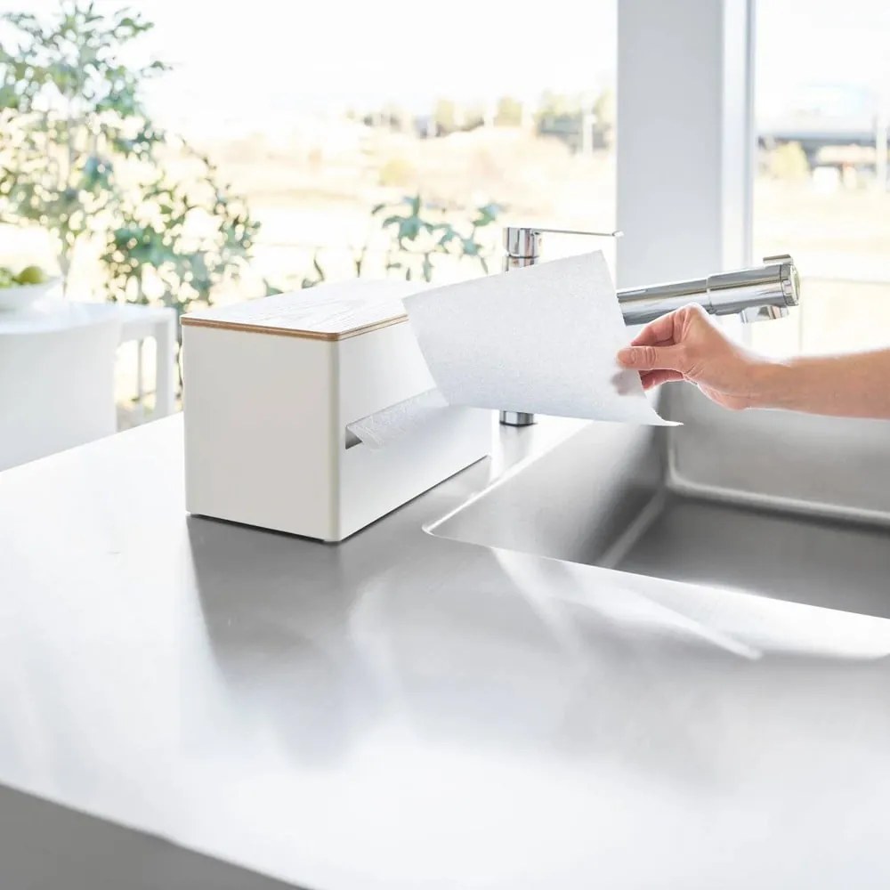 Бяла метална стойка за кухненска хартия Rin – YAMAZAKI