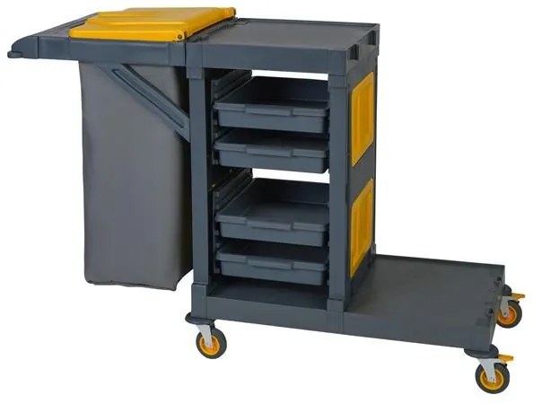 Horecano - Количка за почистване с чувал за смет, отделения за кофа и почистващи средства 130x60xh103см UP-(AC1019)