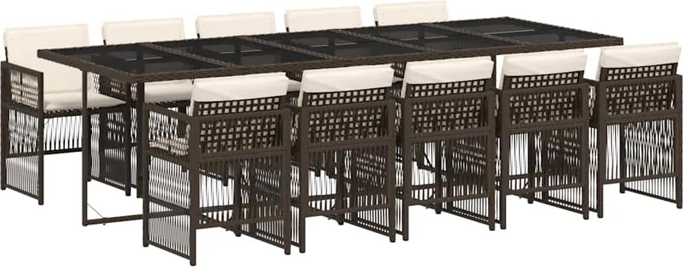 3210933 vidaXL Градински комплект с възглавници 11 части кафяв полиратан