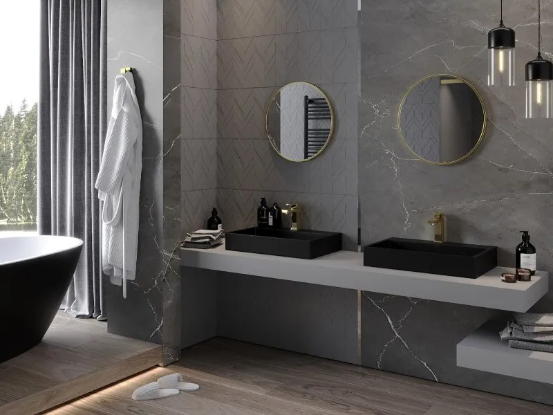 Mexen Loft огледало за баня кръгло 40 см, златна рамка - 9850-040-040-000-50