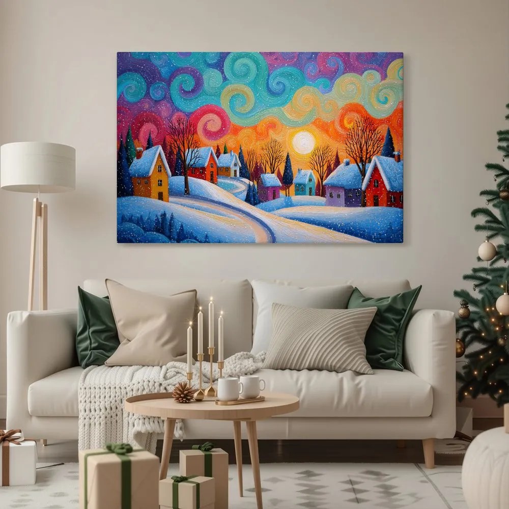 Картина на платно Коледна – Зимна магия на селцето