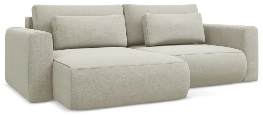 Бежов разтегателен ъглов диван с място за съхранение (ляв ъгъл) Kapua – Makamii