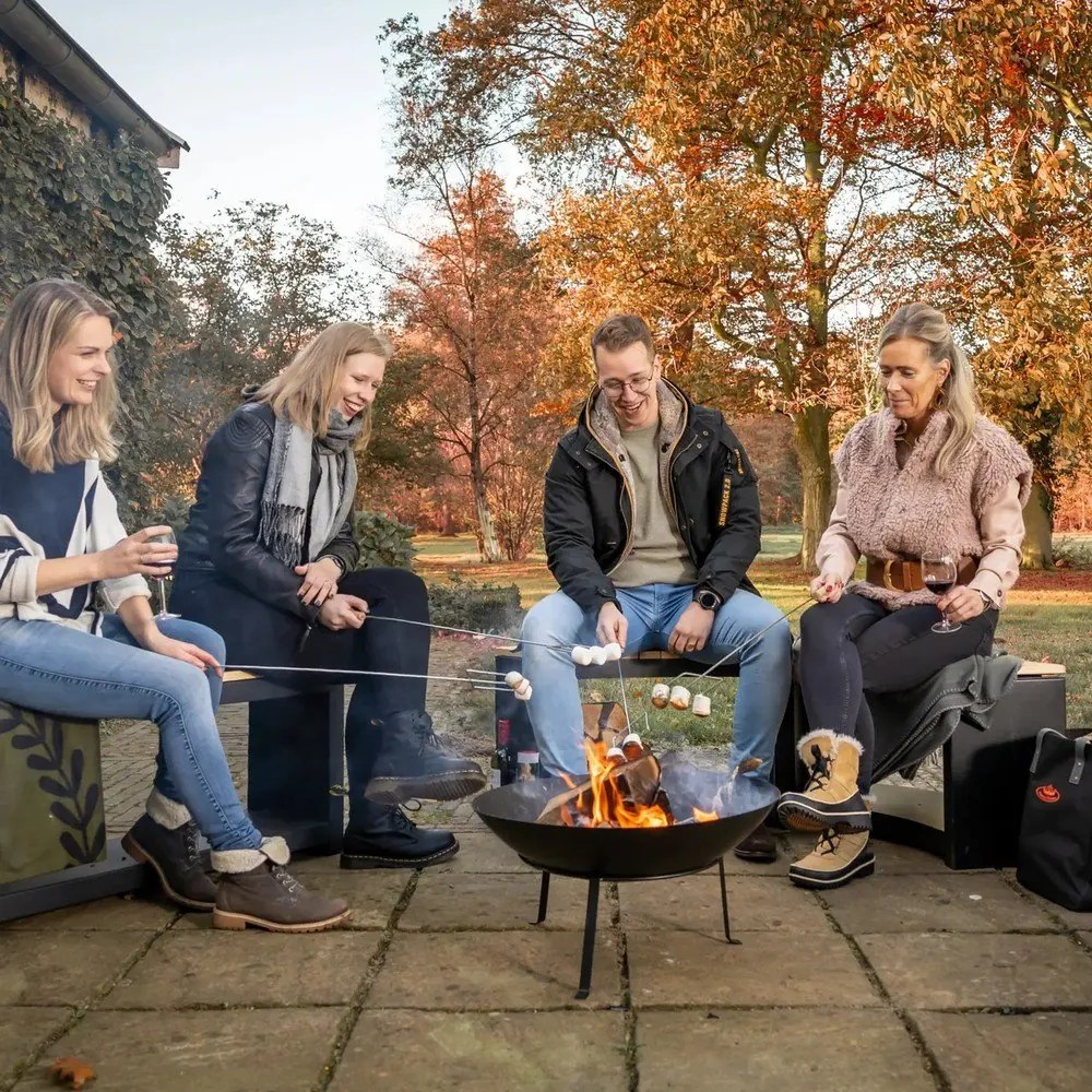 Черна градинска пейка Curved - Esschert Design