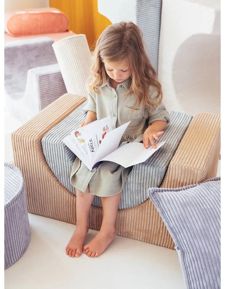 Светлокафяво велурено игрище от пяна 75x49x37 cm Rainbow Montessori – Wigiwama