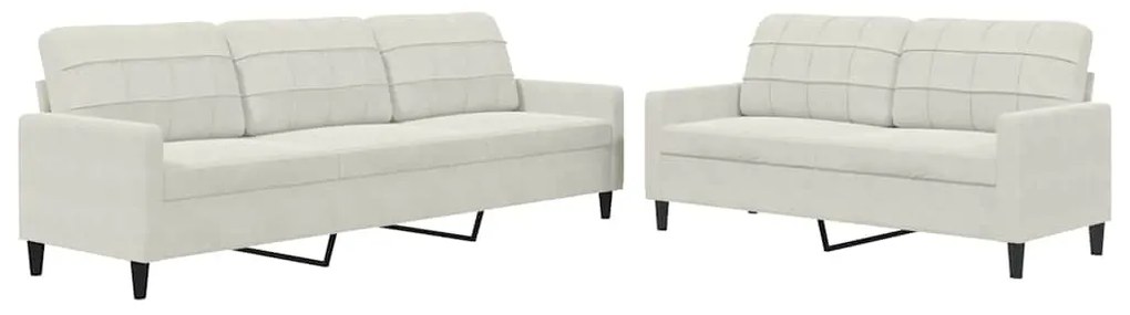 3278479 vidaXL Комплект дивани от 2 части с възглавници, кремав, кадифе