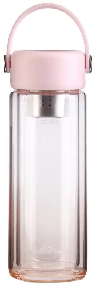 Розова стъклена бутилка 350 ml Fuori – Vialli Design