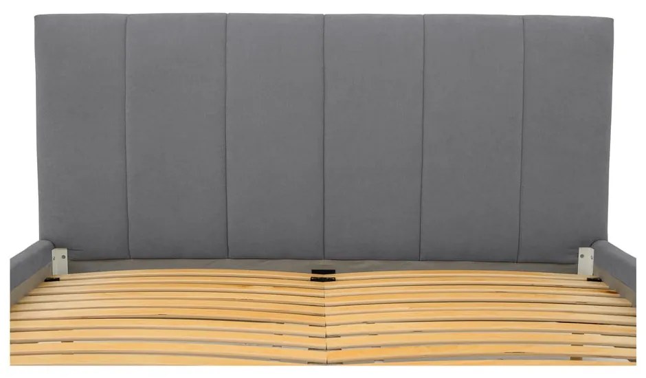 Сиво тапицирано двойно легло с включена подматрачна рамка 180x200 cm Zee – Scandic