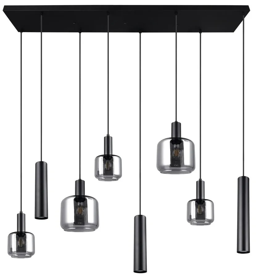 Черно висящо осветително тяло с метален абажур/със стъклен абажур Mataro – Trio