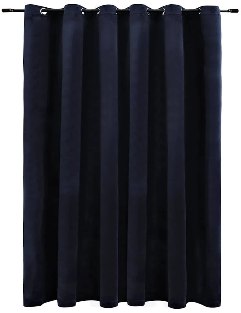 134491 vidaXL Затъмняваща завеса с метални халки, кадифе, черна, 290x245 см