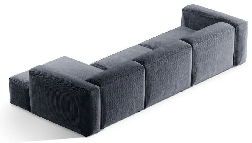 Сиво-син ъглов диван от рипсено кадифе (десен ъгъл) Bergano – Cosmopolitan Design